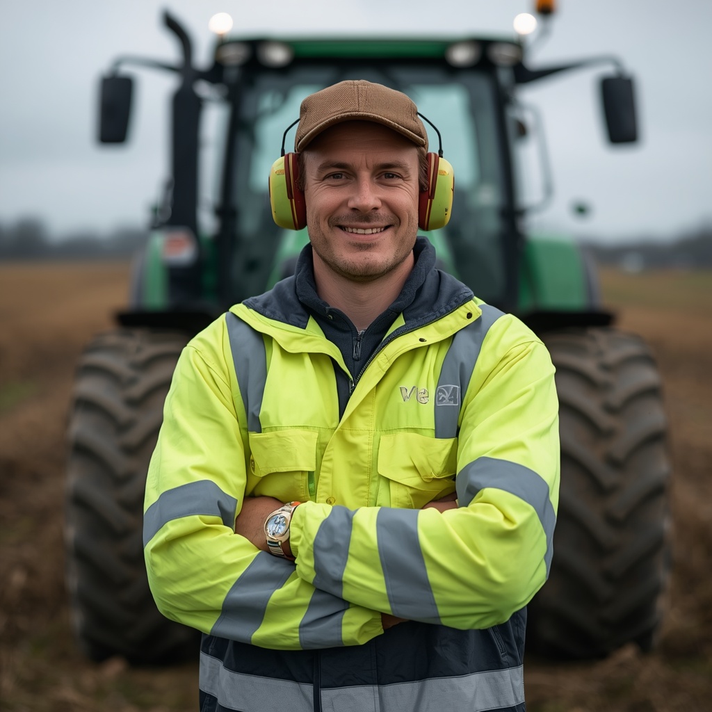 SPEKANOMA.LV worker — a farmer with a tractor